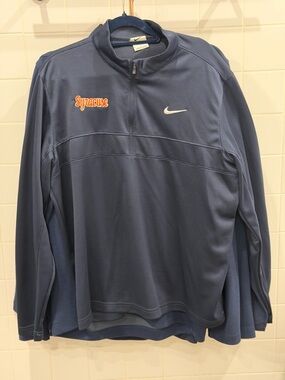 Nike Navy Quarter-Zip Pullover with Orange Syracuse Script